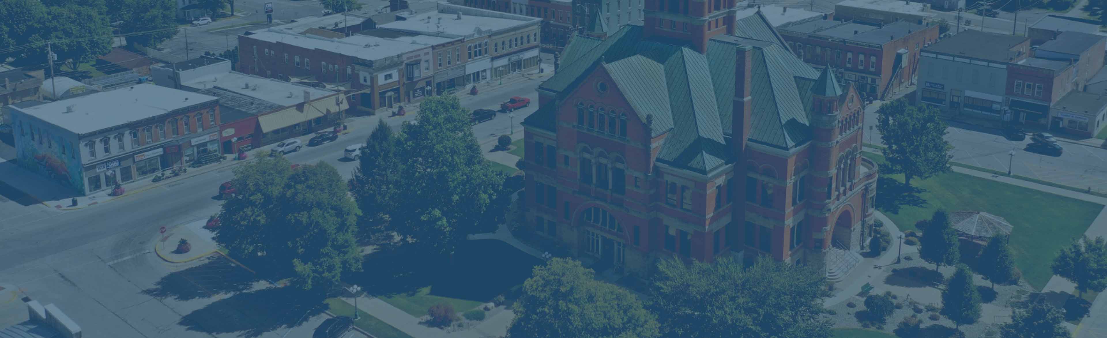 An arial view of downtown Auburn.