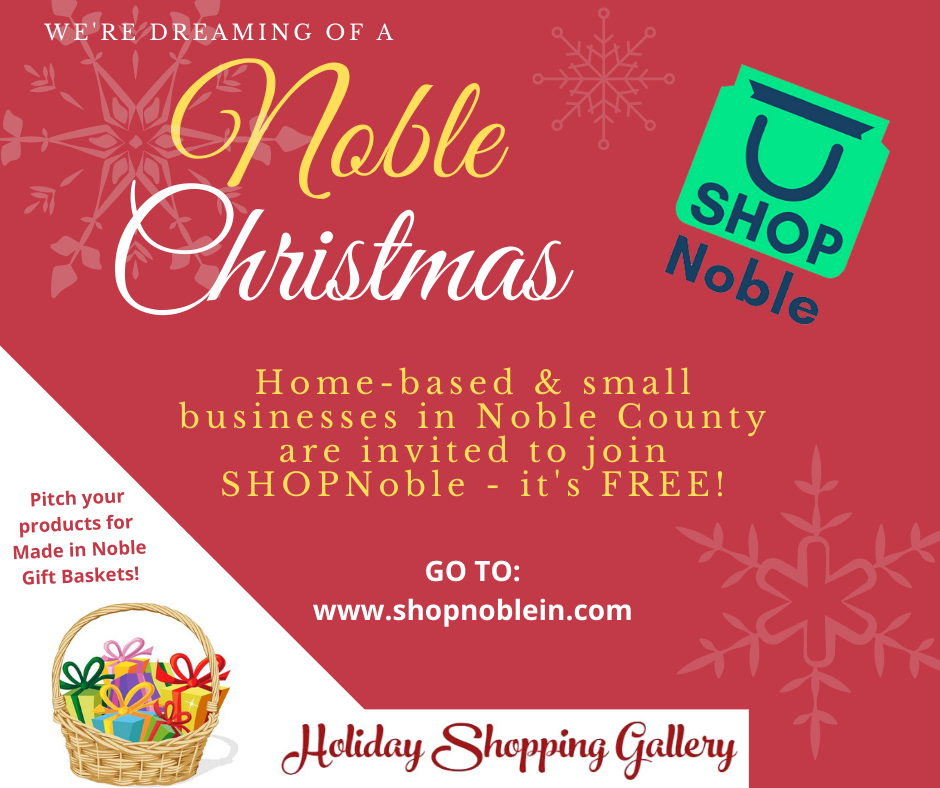 Graphic promoting SHOPNoble's Christmas promotions