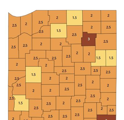 Color coding Indiana as of 1.25.21