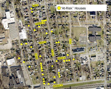 KRI target area for home rehabilitation in Kendallville, Indiana.